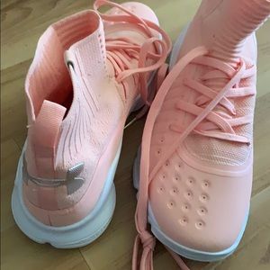 Pink basketball shoes